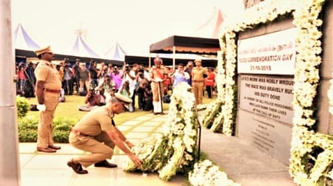 சென்னை டிஜிபி அலுவலகத்தில் ‘காவலர் வீரவணக்க நாள்’ அனுசரிப்பு: பணியில் உயிர்நீத்த காவலர்களுக்கு அஞ்சலி