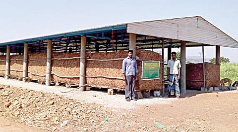 பெரம்பலூரில் கட்டப்பட்டுள்ள வெங்காய சேகரிப்புக் கூடம்.