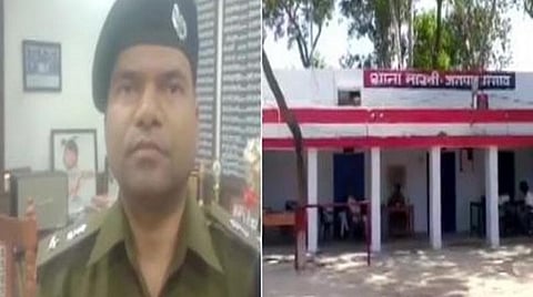 இடது: உன்னாவோ போலீஸ் எஸ்.பி. விக்ராந்த் வீர். வலது: காவல் நிலையம்