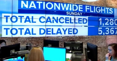 சிகாகோ நகரத்தில் நேற்றிரவு பலத்த காற்று மற்றும் மழையுடன்கூடிய குளிர்கால புயல் தாக்கியதால் 1,000 க்கும் மேற்பட்ட விமானங்கள் ரத்து செய்யப்பட்டன.