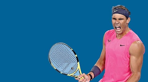 வெற்றி மகிழ்ச்சியில் ரபேல் நடால்.