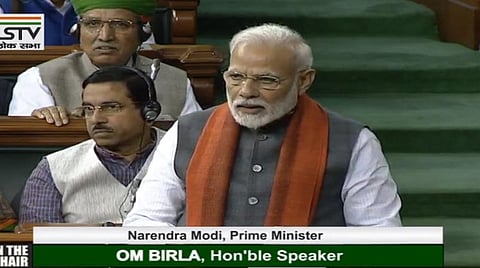 மக்களவையில் பிரதமர் மோடி பேசிய காட்சி : படம் | ஏஎன்ஐ.