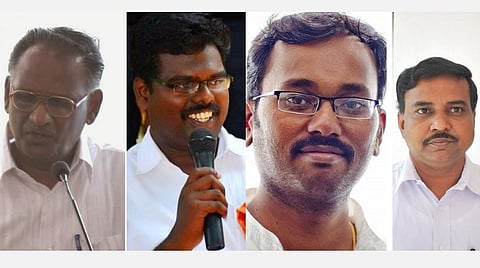 பேராசிரியர் மாடசாமி, ஆசிரியர் மணிமாறன், எழுத்தாளர் உமாநாத், கல்வியாளர் பிரின்ஸ் கஜேந்திர பாபு