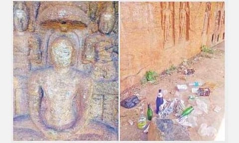 அழியும் அபாயத்தில் திருக்குணகிரி சமணர் மலை- புடைப்புச் சிற்பங்களை சேதப்படுத்தி அட்டூழியம்