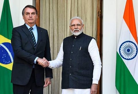 பிரதமர் மோடியுடன், பிரேசில் அதிபர் ஜேர் போல்சோனாரோ  : கோப்புப்படம்