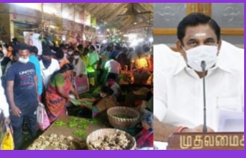 சென்னையில் கரோனா தொற்று அதிகரிப்பு:  ஒத்துழைக்காத கோயம்பேடு வியாபாரிகள் சங்க நிர்வாகிகளே காரணம்: முதல்வர் பேச்சு 