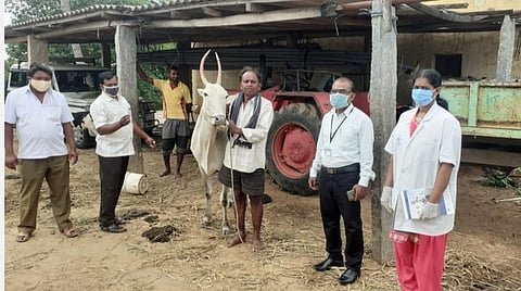 ஓசூர் கோபனப்பள்ளி கிராமத்தில் கால்நடை தடுப்பூசி முகாமை கால்நடை பராமரிப்புத்துறை உதவி இயக்குனர் இளவரசன் தொடங்கி வைத்தார். உடன் மருத்துவர் வித்யா.