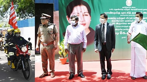 இருசக்கர வாகனங்களை தொடங்கி வைக்கும் முதல்வர் பழனிசாமி