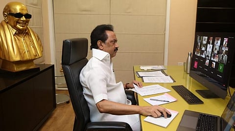 காணொலி வழியாக மாவட்டச் செயலாளர்கள் கூட்டம்