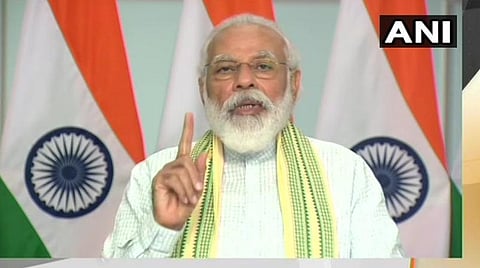 பிரதமர் மோடி காணொலியில் பேசிய காட்சி : படம் ஏஎன்ஐ