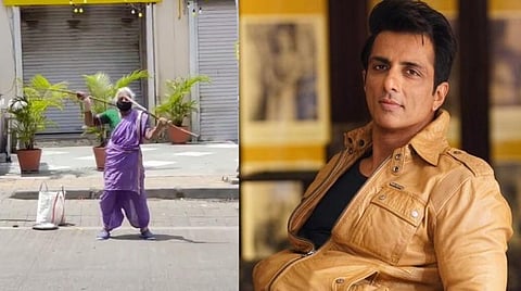 சாலையில் சிலம்பம் சுற்றி உதவி கேட்ட மூதாட்டியுடன் இணைந்து தற்காப்புக் கலை பயிற்சி பள்ளி- சோனு சூட் விருப்பம்