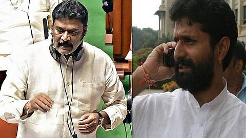 கர்நாடக வனத்துறை அமைச்சர் ஆனந்த் சிங் (இடது), சுற்றுலாத்துறை அமைச்சர் சி.டி.ரவி (வலது)