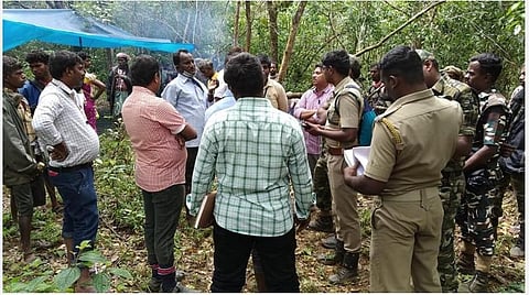 தெப்பக்குள மேட்டில் நில அளவை.