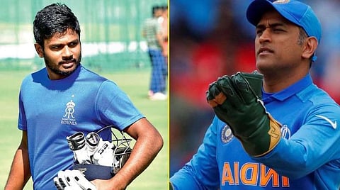 ராஜஸ்தான் ராயல்ஸ் அணி வீரர் சஞ்சு சாம்ஸன்,  தோனி  : கோப்புப்படம்