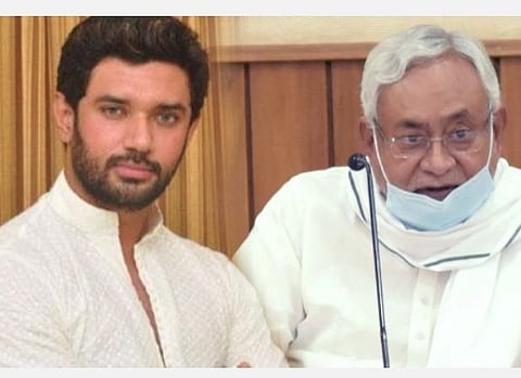 பிஹார் முதல்வர் நிதிஷ் குமார், எல்ஜேபி கட்சித் தலைவர் சிராக் பாஸ்வான் : கோப்புப்படம்