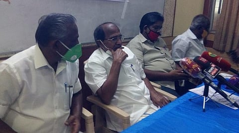 செய்தியாளர்கள் சந்திப்பில் கே.சுப்பராயன் எம்.பி. உள்ளிட்டோர்