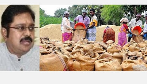 கொள்முதல் செய்வதில் அலட்சியம்; நெல் மூட்டைகள் மழையில் நனைந்து சேதம்; பேட்டியில் மட்டுமே ஆர்வம் காட்டும் அமைச்சர்: டிடிவி தினகரன் விமர்சனம்