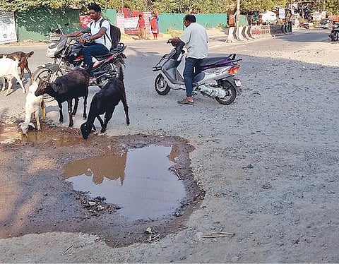 குன்னத்தூர் பழைய பேருந்து நிலையம் அருகே பழுதடைந்த சாலையை சீரமைக்க கோரிக்கை