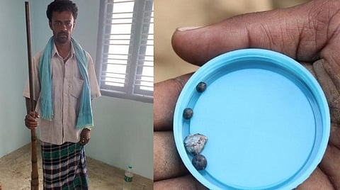 நாட்டுத் துப்பாக்கியுடன் கைது செய்யப்பட்ட முத்துமல்லேஷ் (40) | பிரேதப் பரிசோதனையின்போது யானையின் உடலில் இருந்து எடுக்கப்பட்ட 4 குண்டுகள்.