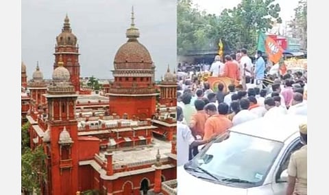 வேல் யாத்திரை வழக்கு; ''பாஜகவுக்குப் பொறுப்புணர்வு வேண்டும்''- புதிய விண்ணப்பம் அளிக்க உயர் நீதிமன்றம் அறிவுறுத்தல்  