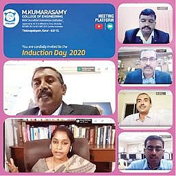 கரூர் எம்.குமாரசாமி பொறியியல் கல்லூரியில் முதலாமாண்டு மாணவர்களுக்கு இணையவழி வகுப்பு தொடக்க விழா