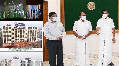 பள்ளிக் கட்டிடத்தைத் திறந்து வைக்கும் முதல்வர் பழனிசாமி.