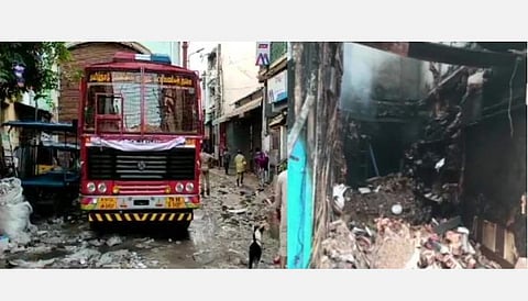 மதுரை தெற்கு மாசி வீதியில் தீ விபத்து: தீயணைப்புப் பணியில் 2 வீரர்கள் பலி; 2 பேர் காயம்
