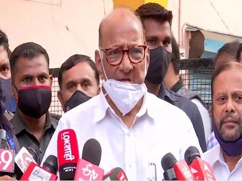 புனேயில் தேசியவாத காங்கிரஸ் தலைவர் சரத் பவார் பேட்டி அளித்த காட்சி : படம் ஏஎன்ஐ