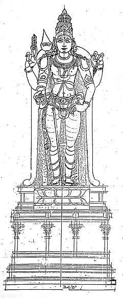 135 அடி உயர முருகன் சிலையின் மாதிரி வரைபடம்.