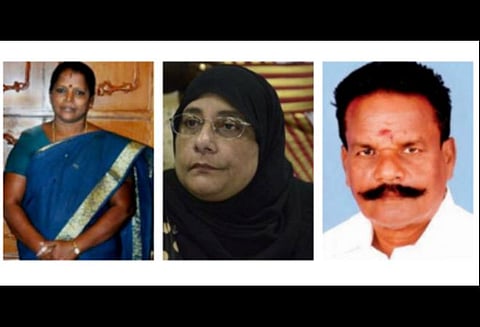 அமைச்சர்கள் வளர்மதி, நிலோபர் கபில், பாஸ்கரன்.