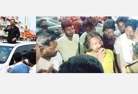 காஞ்சிபுரம் அருகே கமல் கார் மீது தாக்கு, கண்ணாடி உடைந்தது: மர்ம நபர் கைது