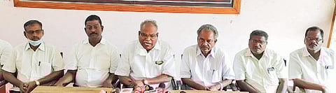 கடலூரில் செய்தியாளர்களைச் சந்தித்த மார்க்சிஸ்ட் கம்யூனிஸ்ட் மாநில செயலாளர் கே.பாலகிருஷ்ணன்.