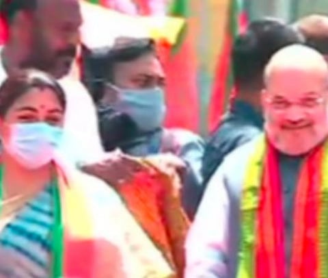 குஷ்புவுக்கு ஆதரவாக அமித் ஷா பிரச்சாரம்.