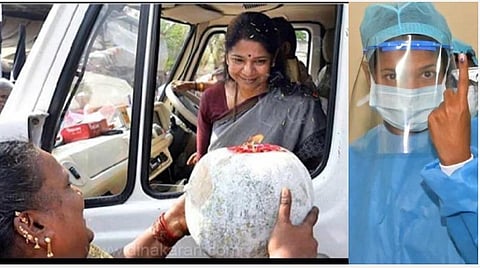 கரோனா சிகிச்சை முடிந்து வீடு திரும்பினார் கனிமொழி: மகளிர் அணியினர் ஆரத்தி எடுத்து உற்சாக வரவேற்பு