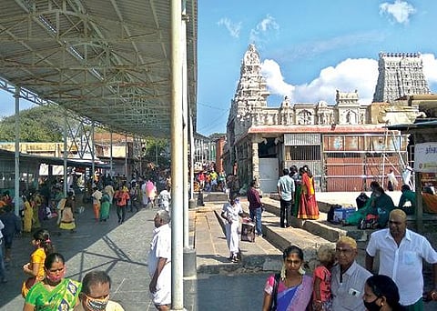 திருச்செந்தூர் கோயிலில் கரோனா கட்டுப்பாடுகள் காரணமாக தமிழ் புத்தாண்டு வழிபாடுகளில் குறைந்த அளவிலான பக்தர்களே கலந்து கொண்டனர்.