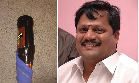 வெடிக்காத பெட்ரோல் நிரப்பப்பட்ட பாட்டில் | தலைமறைவாக உள்ள பாஜக வேட்பாளர் தணிகைவேல்.