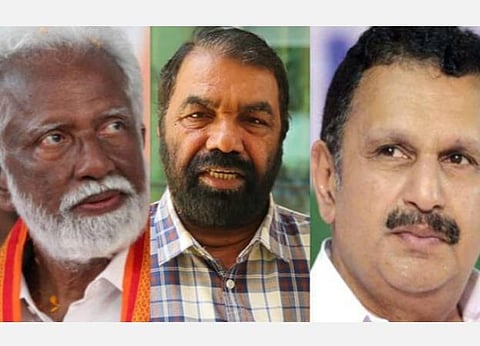 பாஜக வேட்பாளர் கும்மணம்ராஜசேகர், சிபிஎம் வேட்பாளர் சிவன்குட்டி, காங்கிரஸ் வேட்பாளர் முரளிதரன் | படம் உதவி ட்விட்டர்