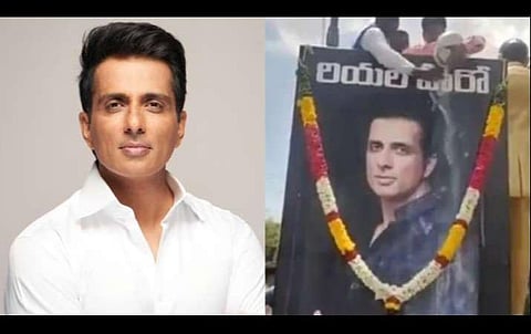 கரோனா உதவிகள்: சோனு சூட் படத்துக்கு பாலாபிஷேகம் செய்த ரசிகர்கள்