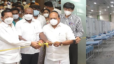 கோவிட் சிகிச்சை மையத்தை தொடங்கி வைத்த அமைச்சர் மா.சுப்பிரமணியன்.