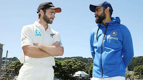 நியூஸிலாந்து கேப்டன் கேன் வில்லியம்ஸன், இந்திய அணி கேப்டன் விராட் கோலி | படம் உதவி ட்விட்டர்