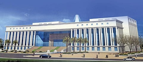 தட்டாஞ்சாவடியில் அமைய இருக்கும் புதிய சட்டப்பேரவைக் கட்டிடத்தின் மாதிரி. படம்: எம்.சாம்ராஜ்