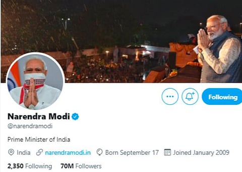ட்விட்டரில் பின்தொடர்பவர்கள் எண்ணிக்கை 7 கோடி: பிரதமர் மோடி சாதனை