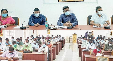 உள்ளாட்சித் தேர்தல் தொடர்பாக கள்ளக்குறிச்சி மாவட்ட ஆட்சியர் அலுவலகத்தில் நடைபெற்ற கூட்டம்.