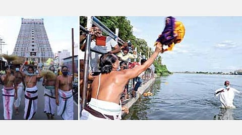 ரங்கநாதர் கோயில் சார்பில் ஸ்ரீரங்கத்தில் காவிரித் தாய்க்கு சீர்வரிசைப் பொருட்கள் வழங்கல்