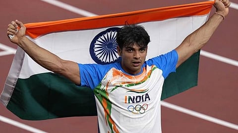 ஒலிம்பிக்கில் ஈட்டி எறிதலில் தங்கம் வென்ற நீரஜ் சோப்ரா | படம் உதவி: ட்விட்டர்