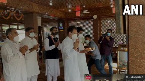 ராகுல் காந்தி காஷ்மீர் பயணம்: கீர்பவானி கோயிலில் வழிபாடு