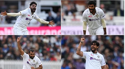 இந்திய வேகப்பந்துவீச்சாளர்கள் சிராஜ், பும்ரா, ஷமி, இசாந்த் சர்மா | படம் உதவி ட்விட்டர்