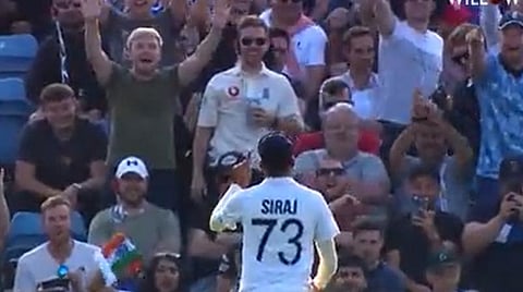 பந்தை எறிந்த இங்கிலாந்து ரசிகர்கள்; சைகையில் பதிலடி தந்த சிராஜ்: வைரல் வீடியோ