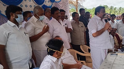 வேட்பாளர்கள் அறிமுகக் கூட்டத்தில் பேசிய அமைச்சர் கே.என்.நேரு.