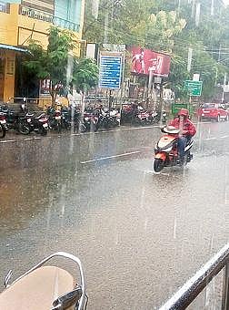 திருவண்ணாமலையில் நேற்று பிற்பகலில் பெய்த மழை.படம்:இரா.தினேஷ்குமார்.